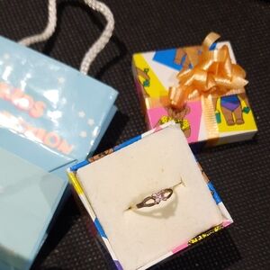 Authentic Genuine Solid 10K Pink CZ Baby or Pinky Ring Size 3.25